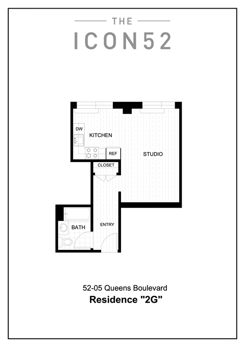 Floor plan for studio, 1 bath, 440 sqft